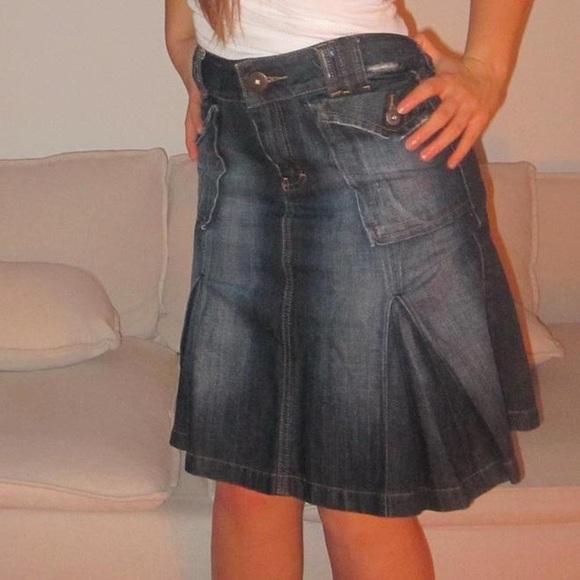 Dark Indigo Denim A-Line Skirt - Picture 6 of 8